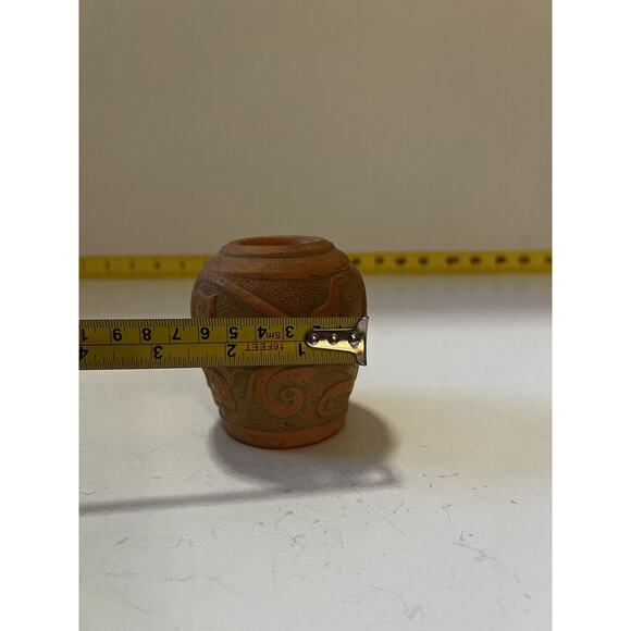 Pate & Bass Terracotta Vase Vintage 1992 Decorative Art Pottery Clay Votive Rare - Picture 10 of 11